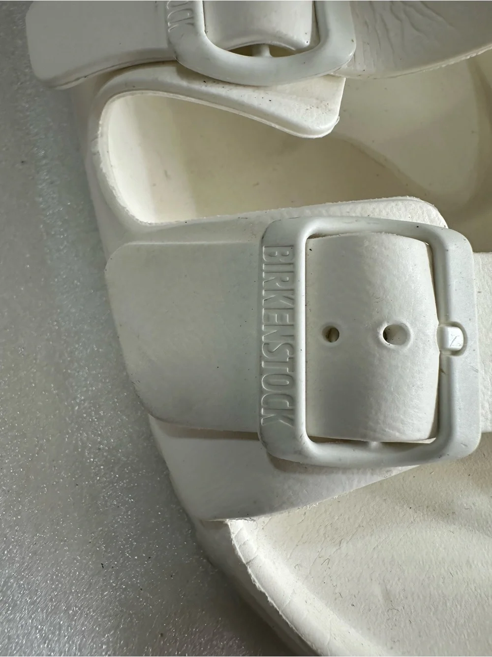 Men’s Birkenstock White Two-Strap Slide Sandals